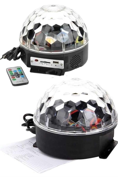 Küre Disko Topu Müzik Çalar Renkli Lazer Işıklı Bluetooth Disko Parti Işığı Kumandalı