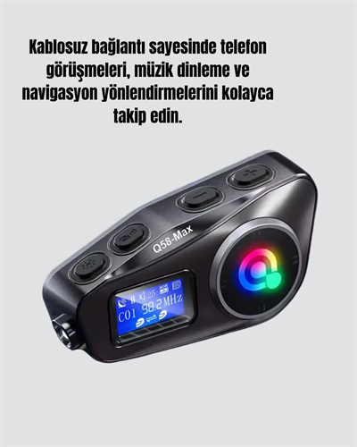 LCD Ekranlı Bluetooth Kask Kulaklığı FM Radyo ve SD Kart Girişli