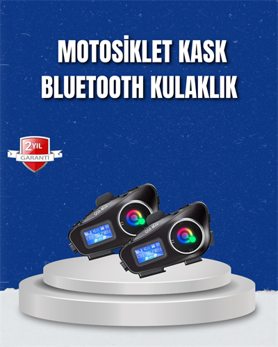 LCD Ekranlı Bluetooth Kask Kulaklığı FM Radyo ve SD Kart Girişli
