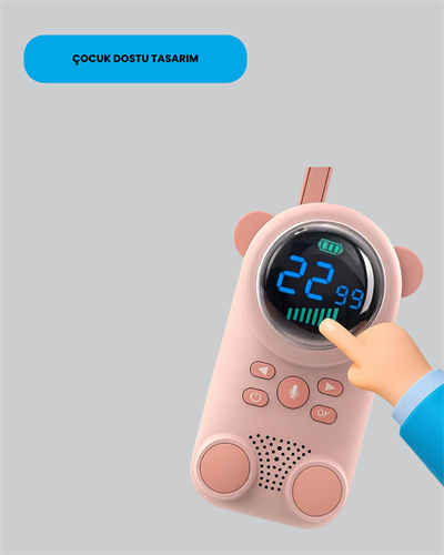 LCD Ekranlı Çocuk Telsizi – İki Yönlü Ses, 1-3 km Çekim Mesafesi