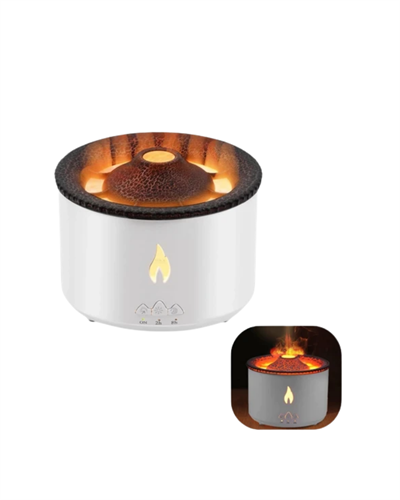 LED Alev Efektli Aroma Difüzörü Ultrasonik Hava Nemlendirici Gece Lambası Fonksiyonlu