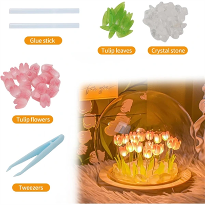 LED Işıklı Lale Cam Küre