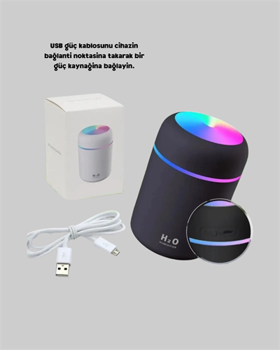 LED Işıklı USB Nemlendirici – Sürekli ve Aralıklı Püskürtme Modu