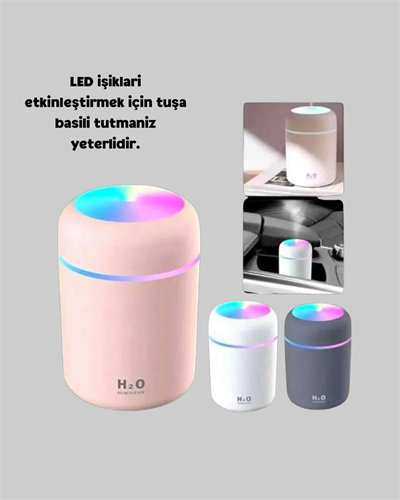 LED Işıklı USB Nemlendirici – Sürekli ve Aralıklı Püskürtme Modu