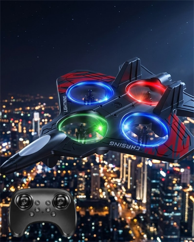 LED Işıklı Uzaktan Kumandalı Drone Fighter Jet Tasarımlı 360 Derece Dönebilen Oyuncak Uçak