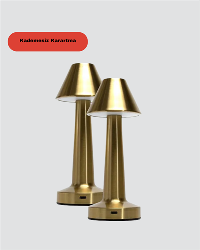 LED Masa Lambası 3 Renk Ayarlı Şarjlı Kablosuz Modern Tasarım