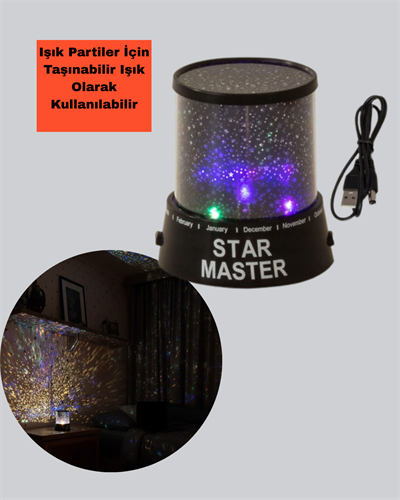 LED Renk Değiştiren Yıldız Projektör Galaxy Efektli Gece Lambası