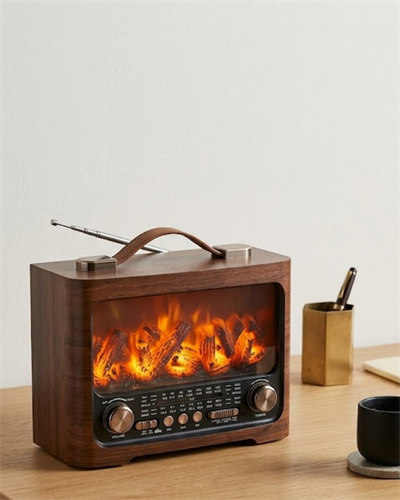 LED Şömine Efektli Kablosuz Hoparlör Bluetooth Radyo USB TF Kart Destekli