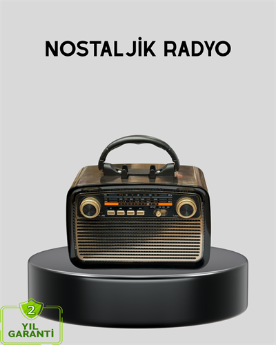 LED’li Nostaljik Bluetooth Hoparlör – Vintage Tasarım, Ahşap Doku