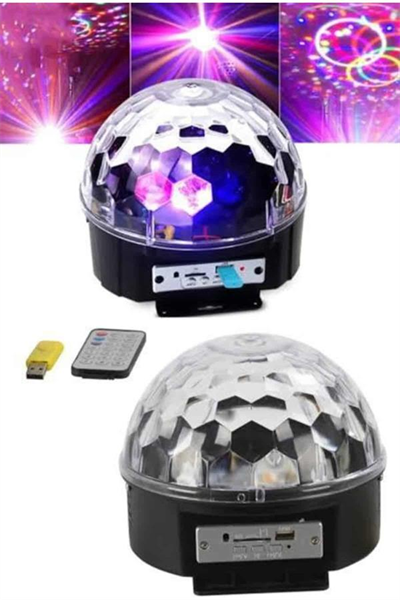 Led Işık Disko Topu Bluetooth Hoparlörlü USB Müzik Çalar Kumandalı