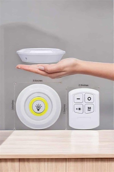 Led Lamba 3lü Uzaktan Kumandalı Yapışkanlı Beyaz Işık