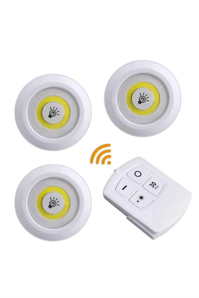 Led Lamba 3lü Uzaktan Kumandalı Yapışkanlı