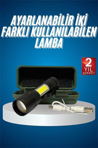 Led Lamba El Feneri Küçük Taşınabilir USB Şarjlı Acil Durum Lambası