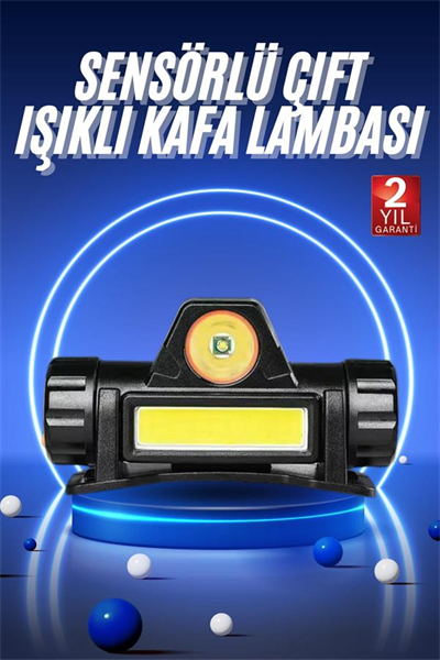 Ledli Şarjlı Kafa Lambası LED Şarjlı Su Geçirmez Kafa Feneri