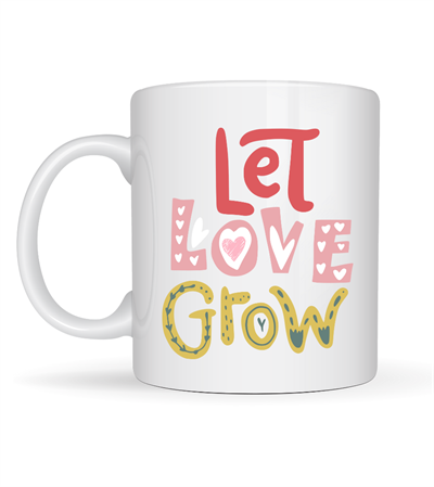 Let Love Grow Tasarımlı Porselen Kupa Model 37 – Sevgi Temalı Özel Hediye Kupası