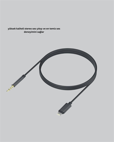 Lightning Girişli Cihazlar İçin 3.5mm Aux Ses Kablo Dönüştürücü 1M