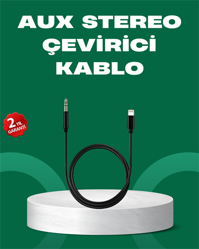 Lightning to 3.5mm Aux Ses Dönüştürücü Kablo 1 Metre Stereo Uyumlu