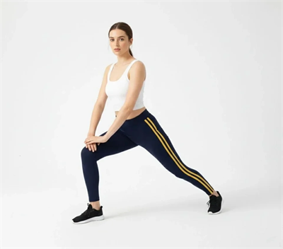 Likralı Yan Sarı Şeritli Detaylı Tayt - Siyah