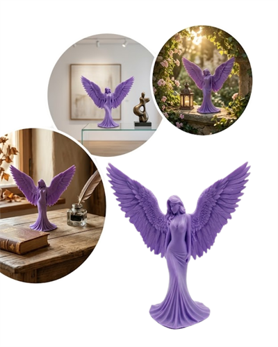 Lila Melek Biblo 3D Dekoratif Angel Figür Ev Aksesuarı