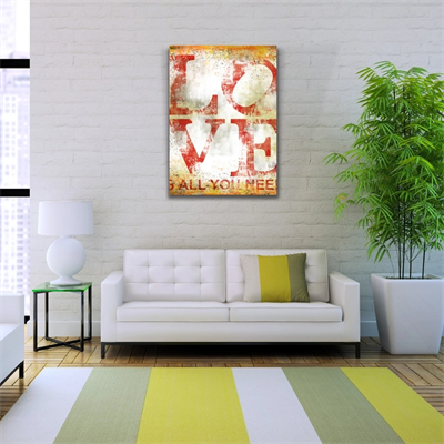 Love Poster Kırmızı Beyaz Tonlarda Kanvas Tablo 50 x 70