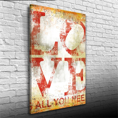 Love Poster Kırmızı Beyaz Tonlarda Kanvas Tablo 50 x 70
