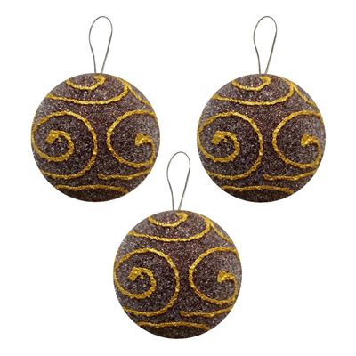 Lüks Ağaç Süsleme Topları Kahverengi 3lü - 8cm -
