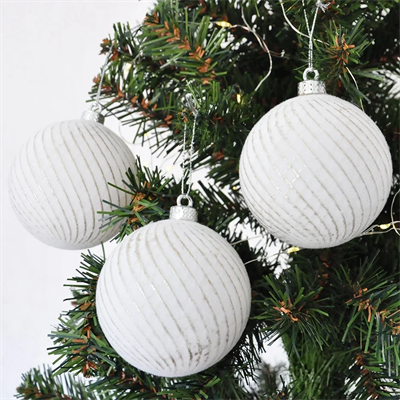 Lüks Ağaç Süsleri 3lü - 8cm - Beyaz Model 4