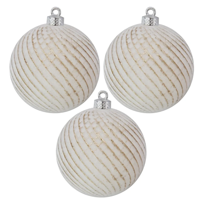 Lüks Ağaç Süsleri 3lü - 8cm - Beyaz Model 4