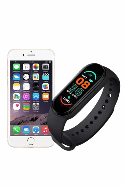M6 Akıllı Bileklik Siyah Adımsayar Spor Takibi Android ve İOS Uyumlu