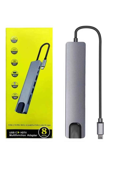 Macbook Pro/air Uyumlu USB Type-C 8 In 1 Hub Dönüştürücü Çevirici Çoklayıcı USB Hdmı Micro Sd 8 Girişli