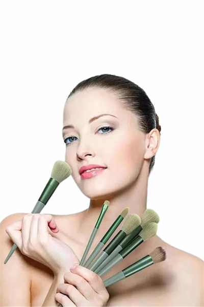 Makyaj Fırça Seti Yeşil 13 Parça Fondöten Fırçası Allık Fırçası Far Fırçası