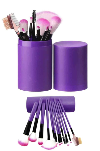 Makyaj Fırçası 12 Parça Set Yumuşak Uçlu Göz Makyajına Uygun Hafif ve Taşınabilir Çanta