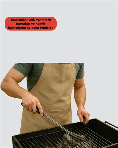 Mangal Izgara Temizleme Fırçası Paslanmaz Çelik Telli Uzun Saplı