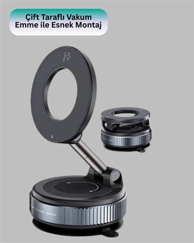 Manyetik Araç Telefon Tutucu 360 Derece Dönebilen Vakumlu Stand