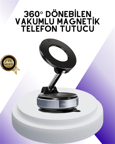 Manyetik Araç Telefon Tutucu 360 Derece Dönebilen Vakumlu Stand