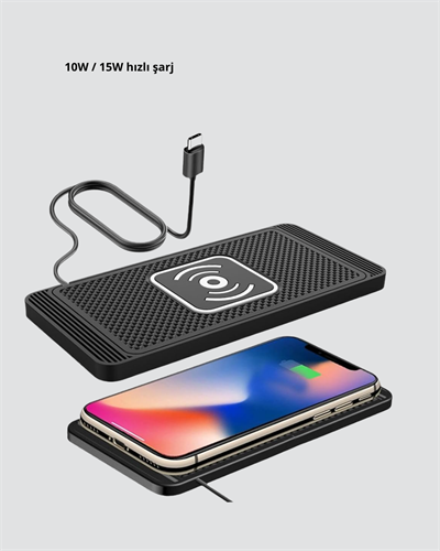 Manyetik Şarj Pedi 7.5W 10W 15W Hızlı Şarj Kaymaz Tabanlı