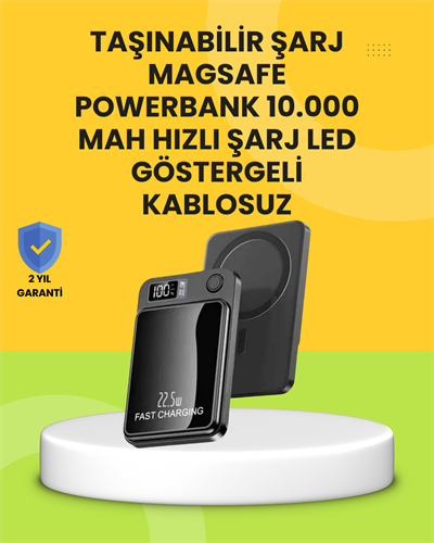 Manyetik ve Hızlı Kablosuz Şarj Güç Bankası Powerbank
