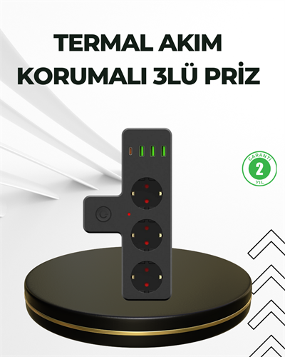 Masa Üstü Çoklu Priz USB ve Type-C Çıkışlı Güç Dağıtıcı