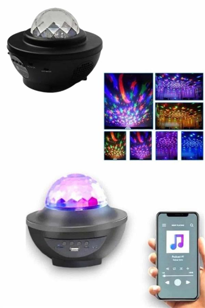 Masa ve Gece Lambası Renkli Projektör Işıklı Disko Topu Bluetooth Hoparlör