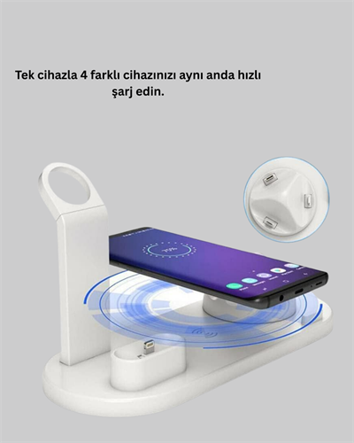 Masaüstü Düzenleyici 4’ü 1 Arada Kablosuz Şarj Aksesuarı