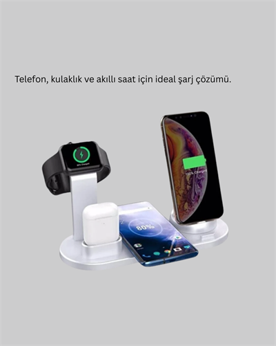 Masaüstü Düzenleyici 4’ü 1 Arada Kablosuz Şarj Aksesuarı