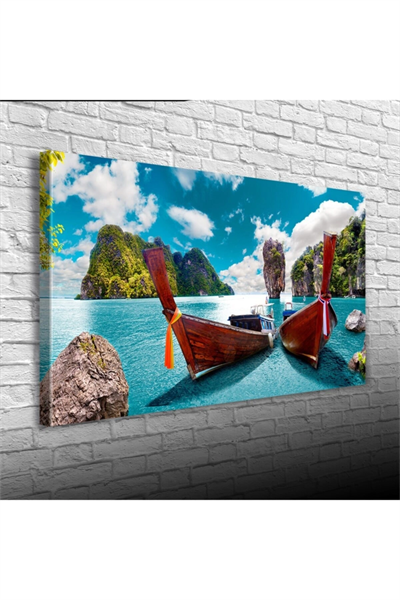 Mavi Ada Canvas Tablo (60x120)