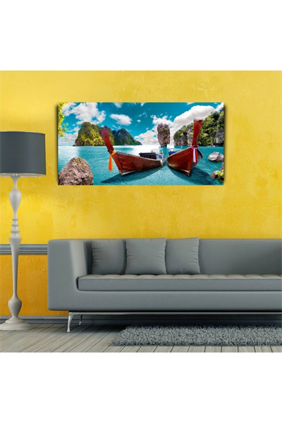 Mavi Ada Canvas Tablo (60x120)