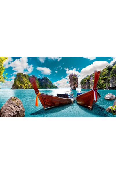 Mavi Ada Canvas Tablo (60x120)