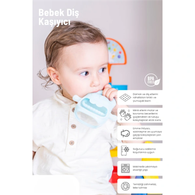 Mavi Bebek Silikon Diş Kaşıyıcı