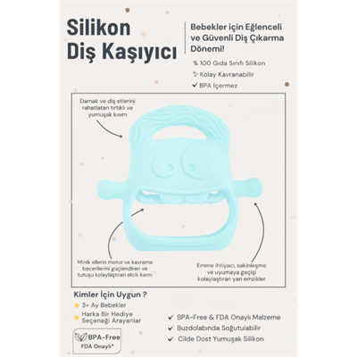 Mavi Bebek Silikon Diş Kaşıyıcı
