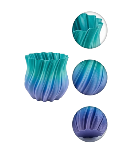 Mavi Degrade Kıvrımlı 3D Vazo Minimal Modern Ev Dekoru