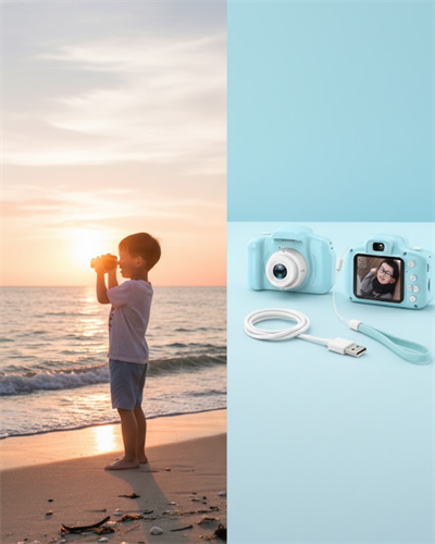 Mavi Taşınabilir Mini Kamera HD Video Fotoğraf Çekimli USB Şarjlı Hafıza Kart Destekli