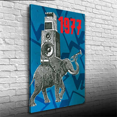 Mavi ve Gri Tonlarda Müzikal Afiş Kanvas Tablo 50 x 70