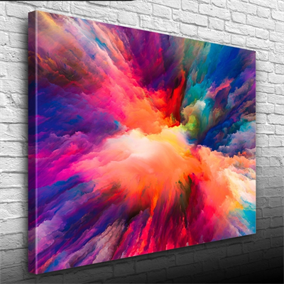 Mavi ve Kırmızı Tonlarda Soyut Çalışma Kanvas Tablo 50 x 70